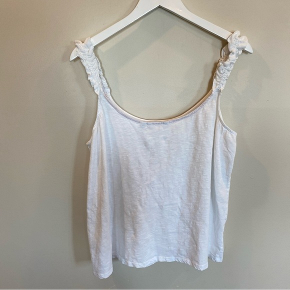 Boden Ruffle Strap Tank Top White Cotton Womens Size 14 - Picture 5 of 6